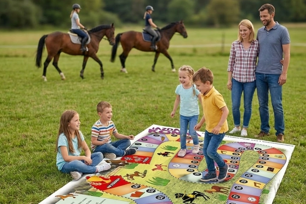 Gry planszowe w dużym formacie - sposób na aktywny wypoczynek na świeżym powietrzu.