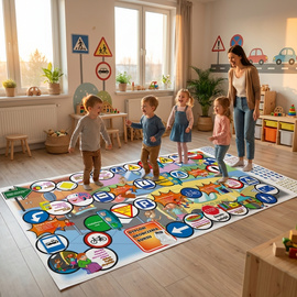 Znaki Drogowe i Dobre wychowanie.  GRA  XL - 240  x 137 cm.